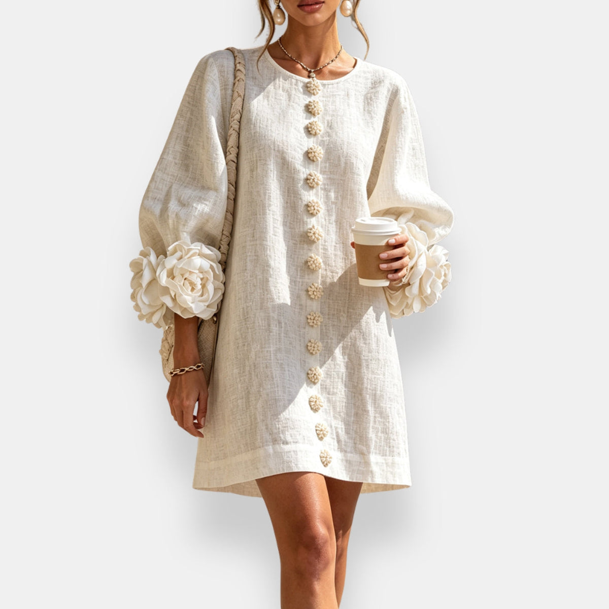 Marcelle | Vestido con flores en relieve