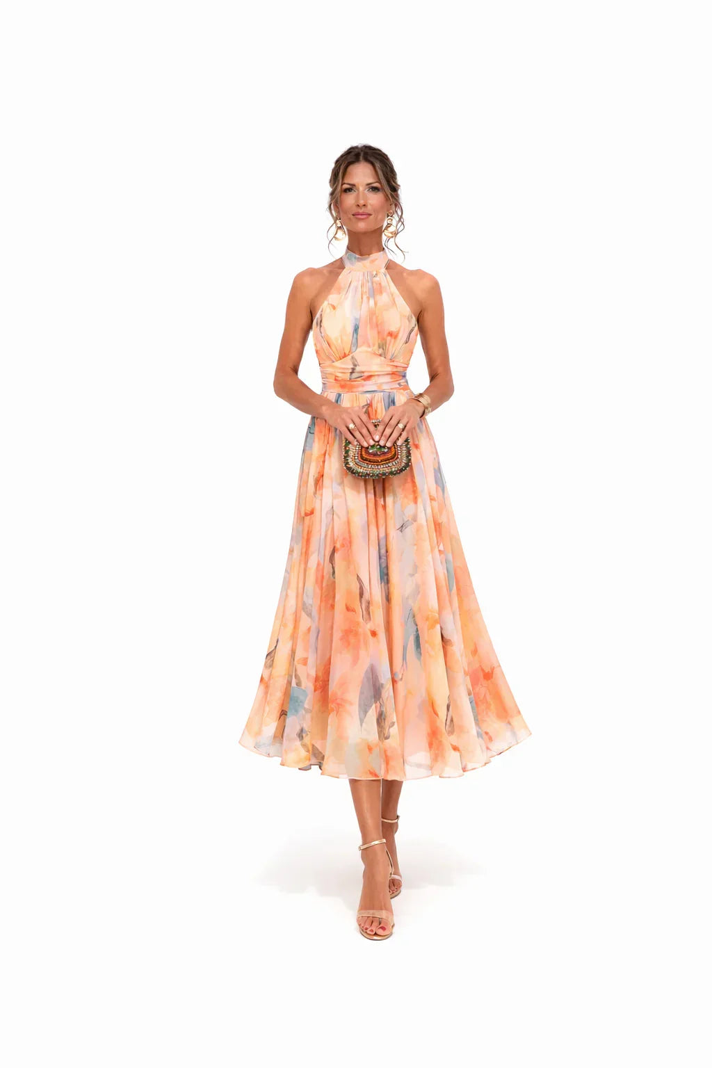 Esther™ | Vestido de Cuello Halter con Estampado de Acuarela