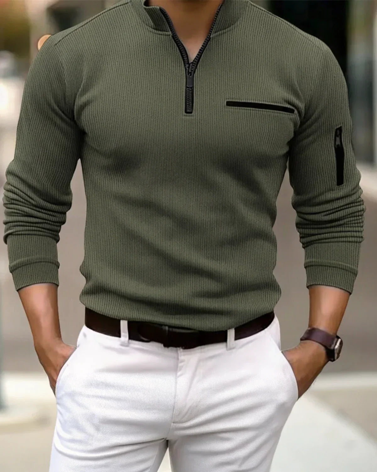 Gustavo™ | Camiseta de manga larga con cremallera