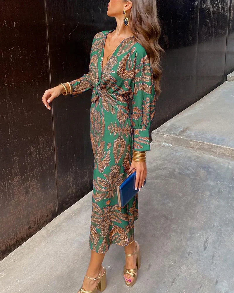 Isadora™ | Vestido Midi Elegante con Estampado de Encanto Atemporal