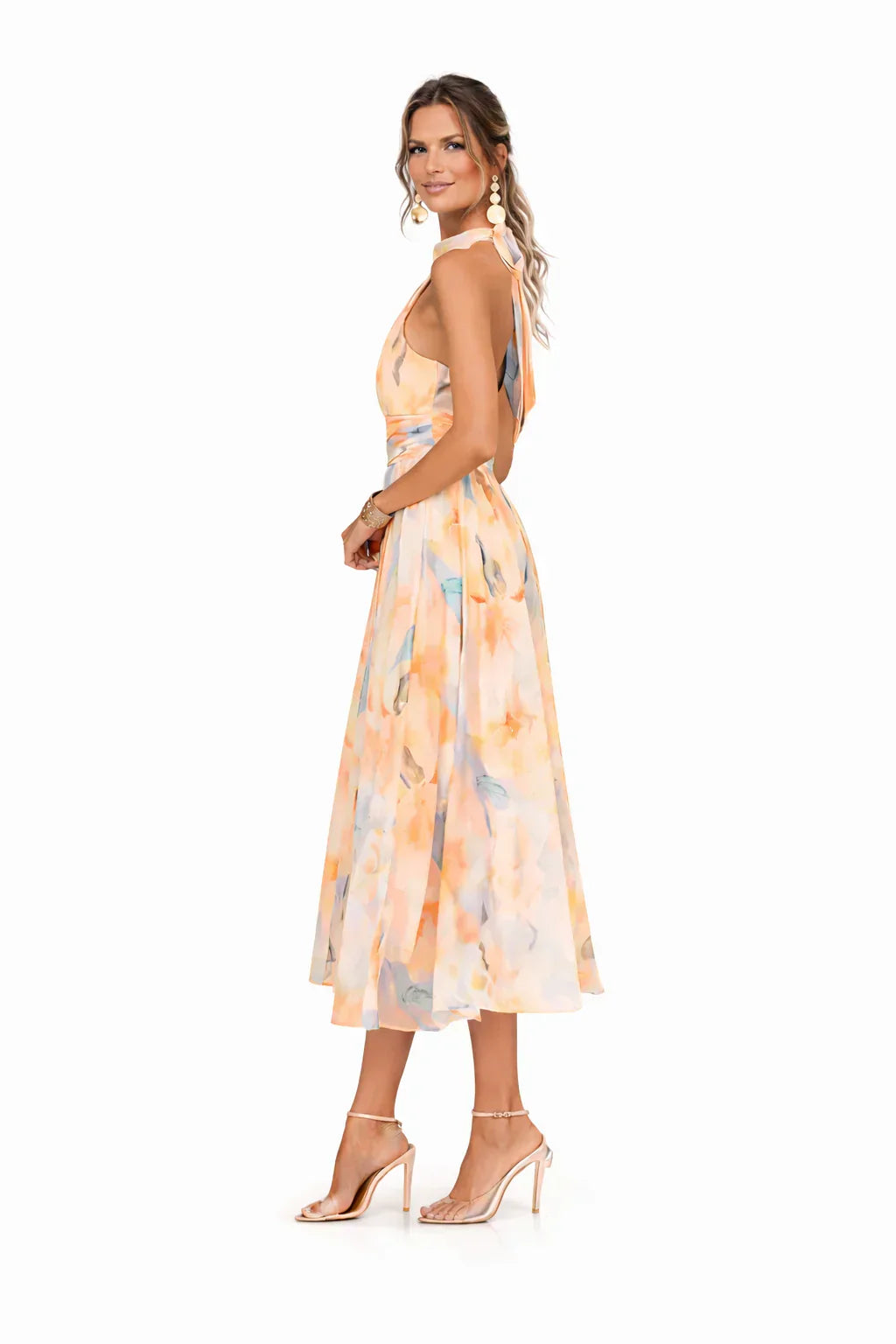 Esther™ | Vestido de Cuello Halter con Estampado de Acuarela