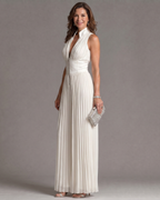 VALERIA | Jumpsuit Plisado De Gala Cuello Alto