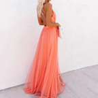 Maison | Vestido Maxi Luminoso Coral