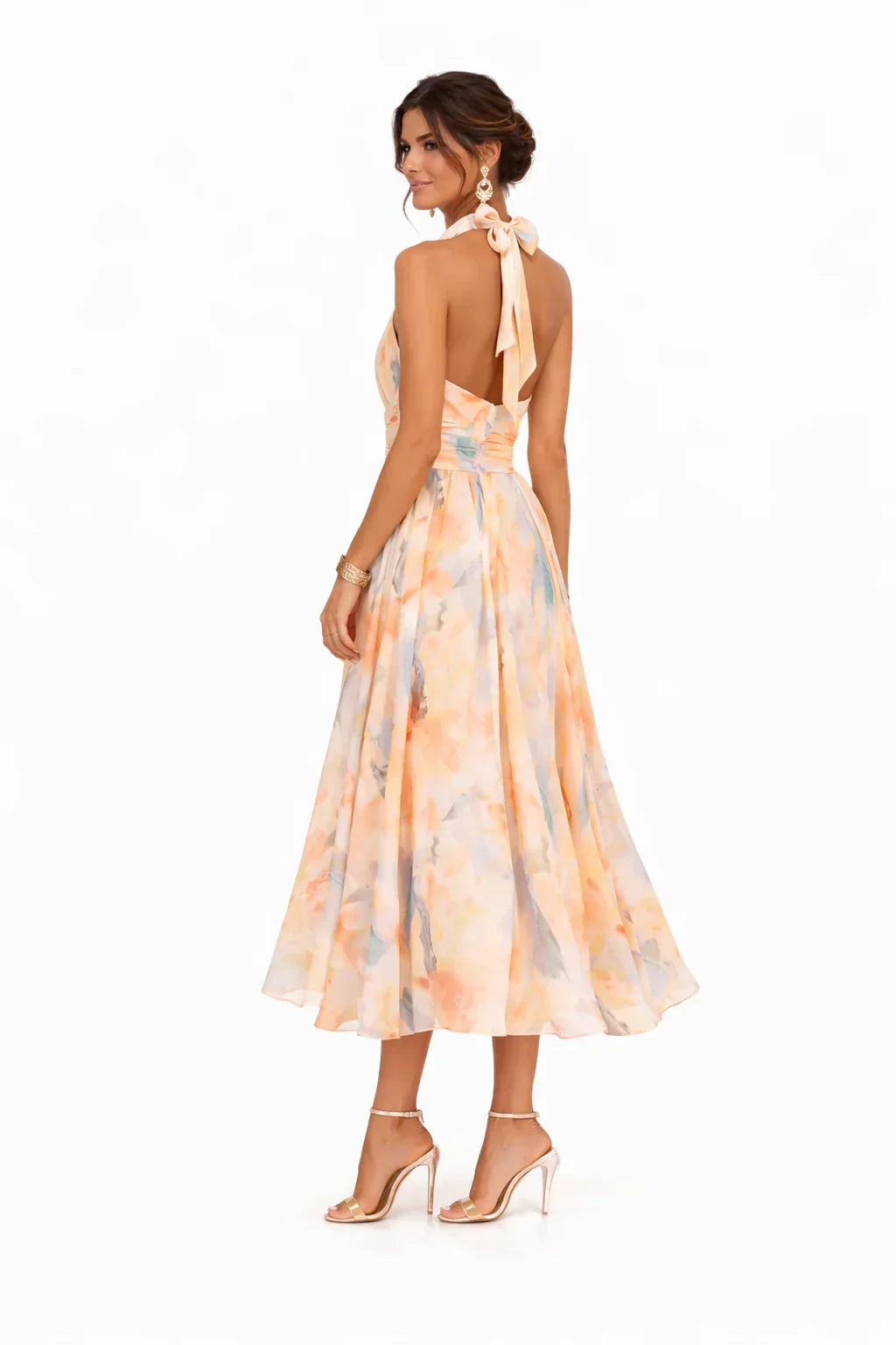 Esther™ | Vestido de Cuello Halter con Estampado de Acuarela