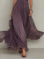 Flavia • Vestido Largo Violeta con Escote Tipo Lágrima y Ribete de Encaje
