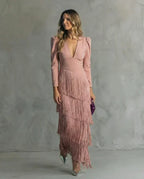 Clara | Vestido Elegante con Mangas de Flecos