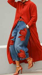 Conjunto Floral Camisa y Jeans