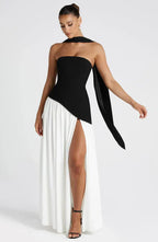 Valeria™ | Vestido Largo Elegante con Escote Strapless y Abertura Lateral