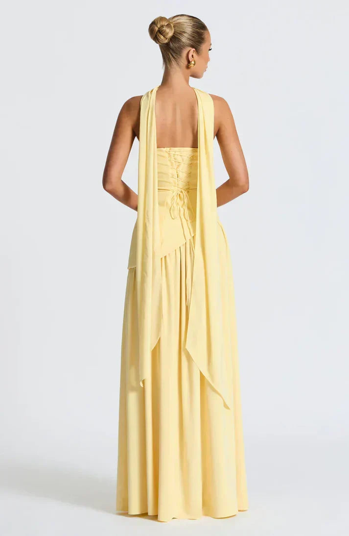 Valeria™ | Vestido Largo Elegante con Escote Strapless y Abertura Lateral