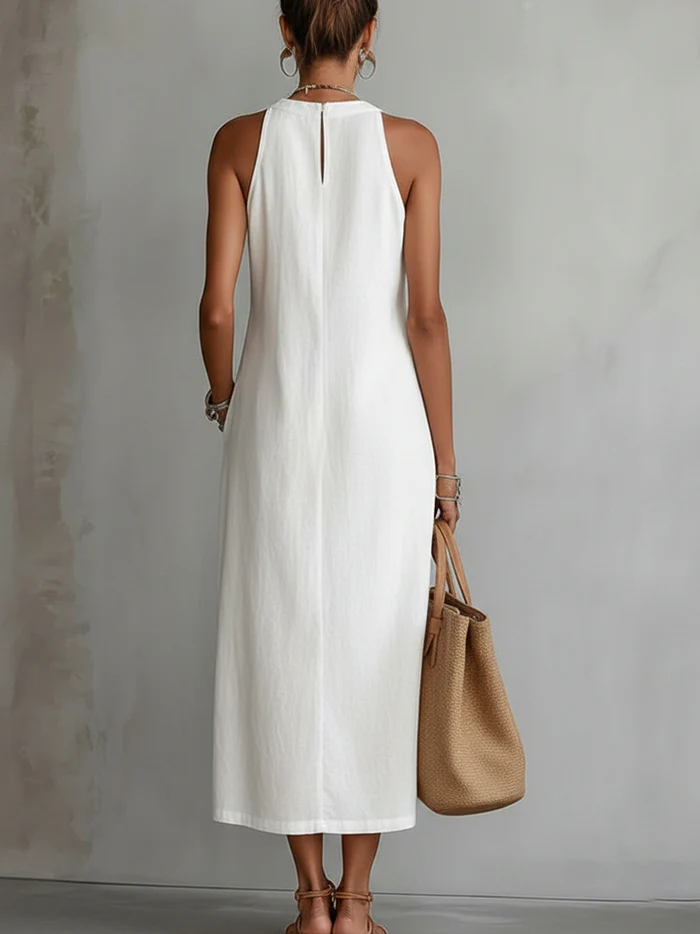 Jimena | Vestido Midi Elegante con Cuello Mao