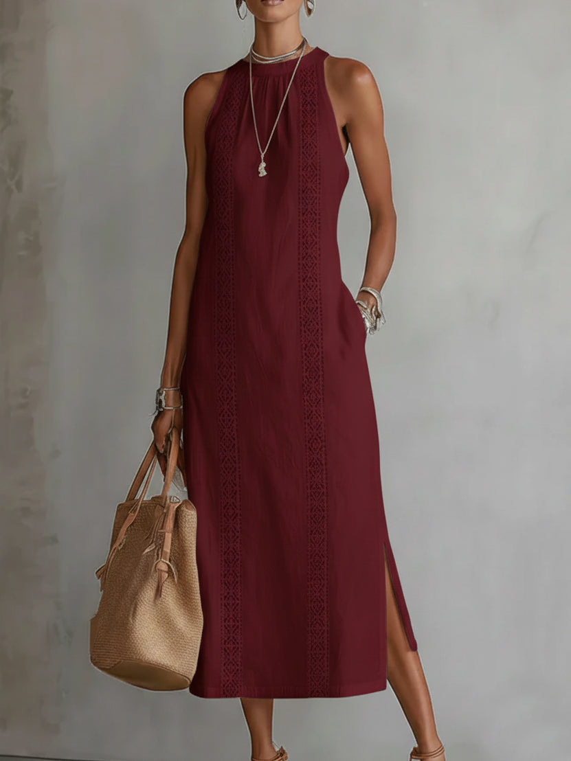 Jimena | Vestido Midi Elegante con Cuello Mao
