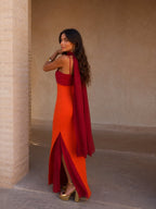 Sofía™ | Vestido largo drapeado de dos tonos